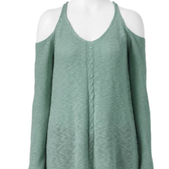 Juniors' Pink Republic Cold-Shoulder Sweater - Picture 5 of 5